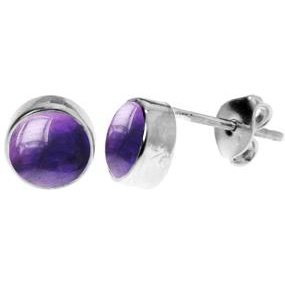 Silver & amethyst 6mm stud earrings