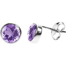 Silver & Amethyst faceted stud earrings