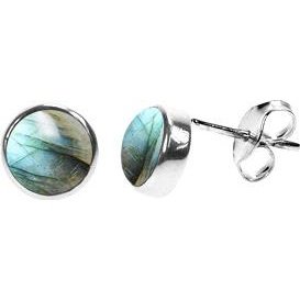 Silver & labradorite 7mm round stud earrings