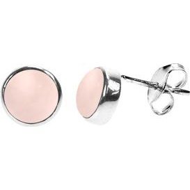 Silver & rose quartz 7mm round stud earrings