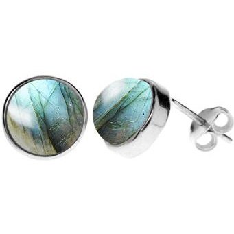 Silver & Labradorite 9mm round stud earrings