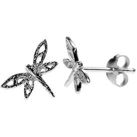 Silver Dragonfly Stud Earrings