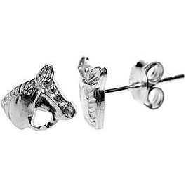 Silver Horse Head Stud Earrings