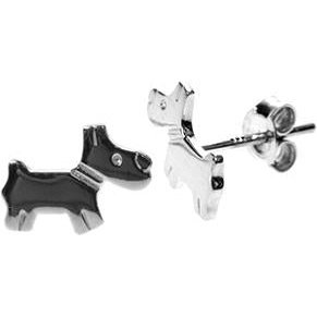 Silver Dog Flat Studs Earrings