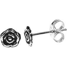 Silver Rose Stud Earrings