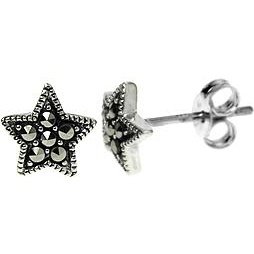 Silver & marcasite star stud earrings