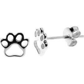 Silver Paw Print Stud Earrings