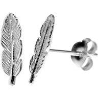 Silver Feather Stud Earrings