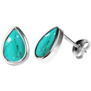 Silver and Turquoise Teardrop Stud Earrings