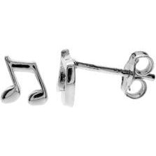 Silver Musical Note Stud Earrings