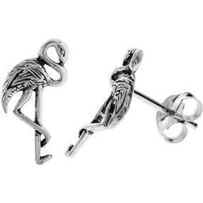 Silver Flamingo Stud Earrings