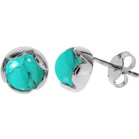 Silver & turquoise round stud earrings