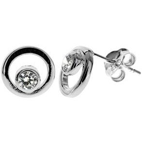 Silver and Cubic Zirconia open circle stud earrings