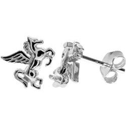 Silver Pegasus Stud Earrings