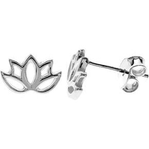 Silver Lotus Flower Stud Earrings