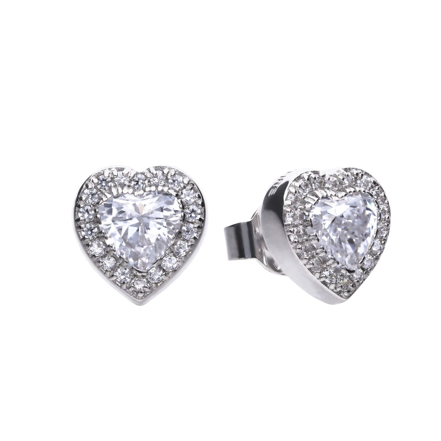 Diamonfire silver and cubic zirconia heart shaped stud earrings