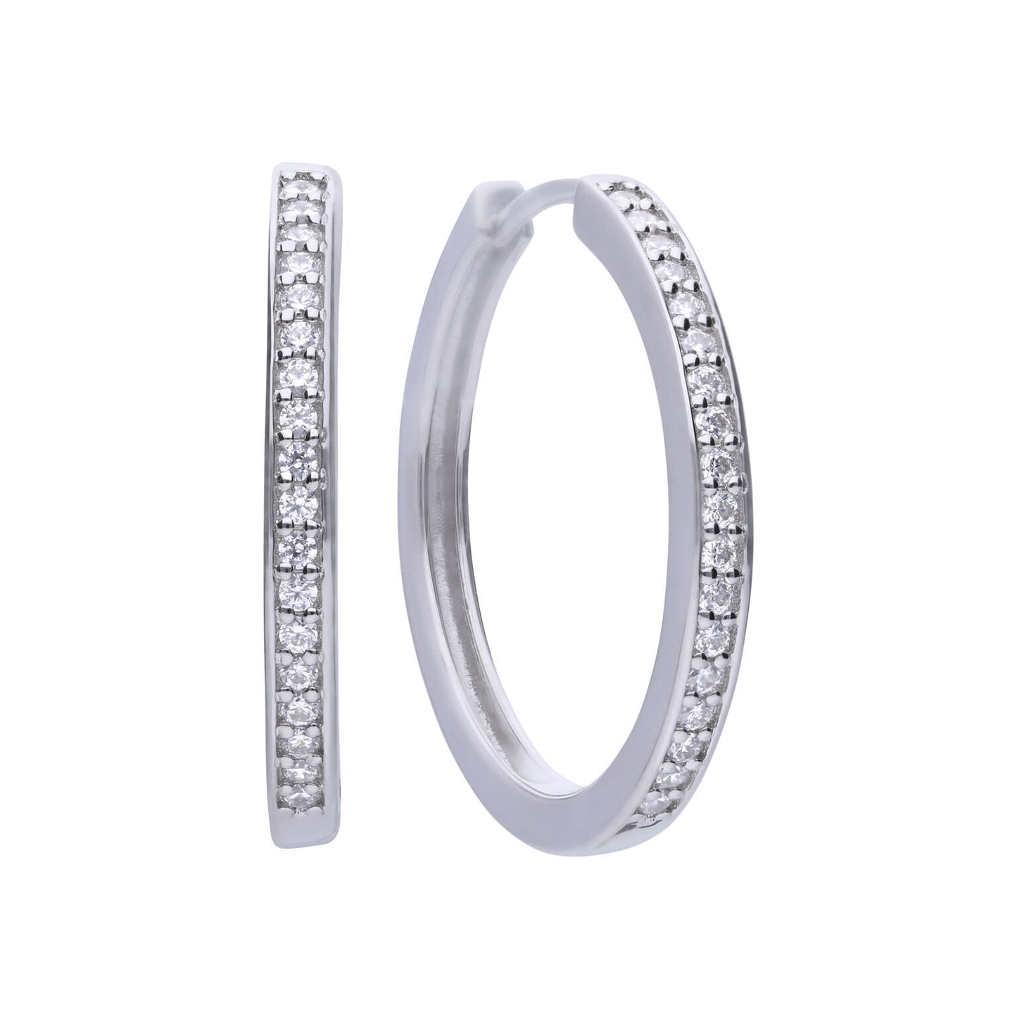 Diamonfire silver and cubic zirconia hoop earrings