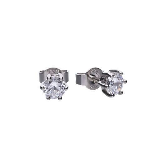 Diamonfire Silver And Cubic Zirconia Six Claw Stud Earrings 1CT