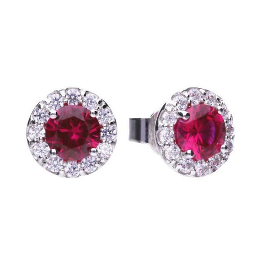 Diamonfire silver with red and white cubic zirconia round cluster stud earrings