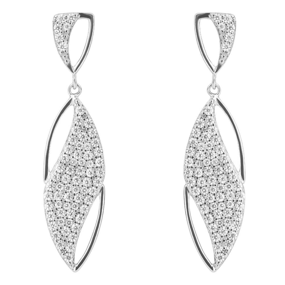 silver and cubic zirconia wave marquise drop earrings