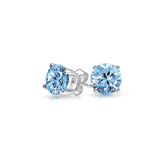 Silver And Blue Topaz Small Stud Earrings