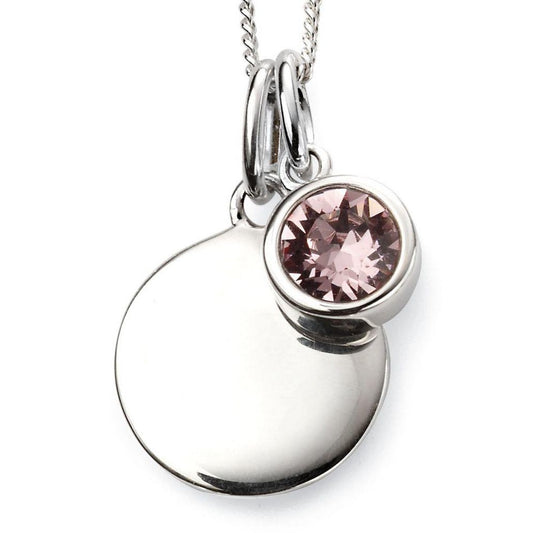 Silver and Crystal Birthstone Pendant -June