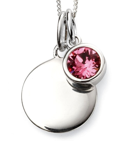 Silver and Crystal Birthstone Pendant - October