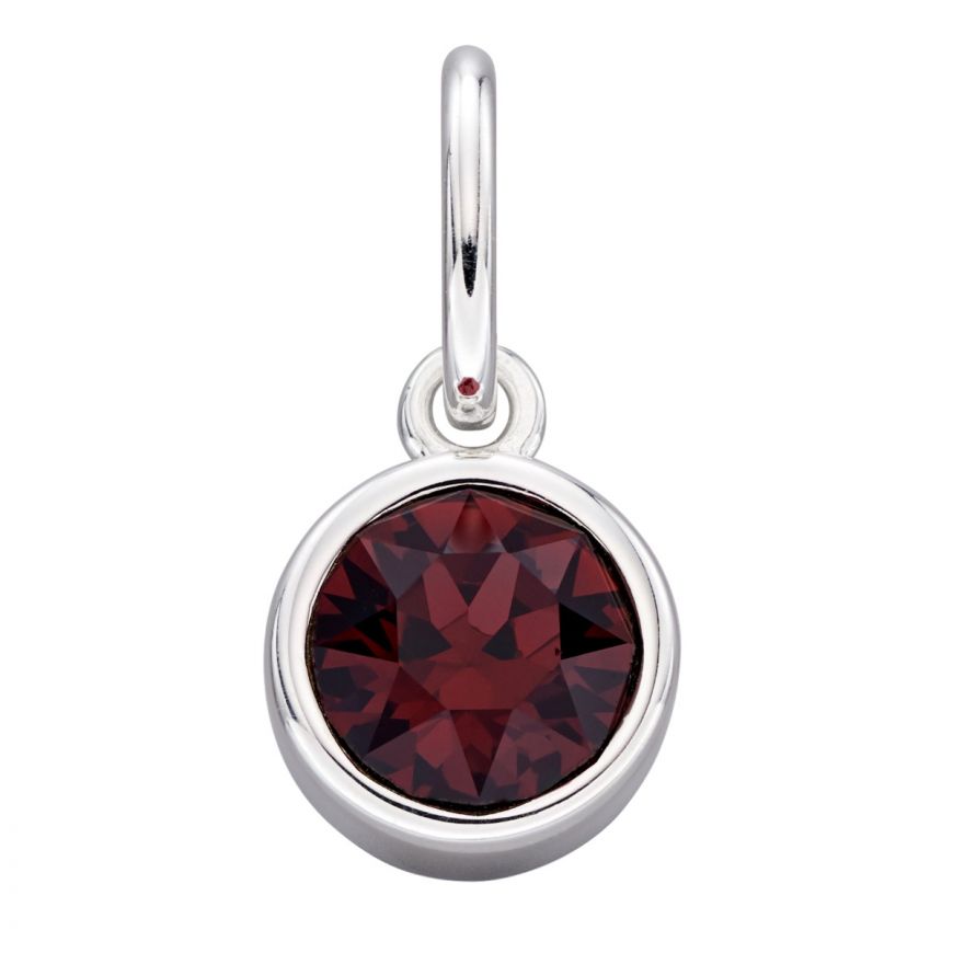 Silver & Burgandy Crystall Birthstone Pendant (without chain) January