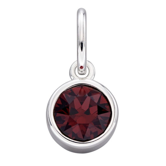 Silver & Burgandy Crystall Birthstone Pendant (without chain) January