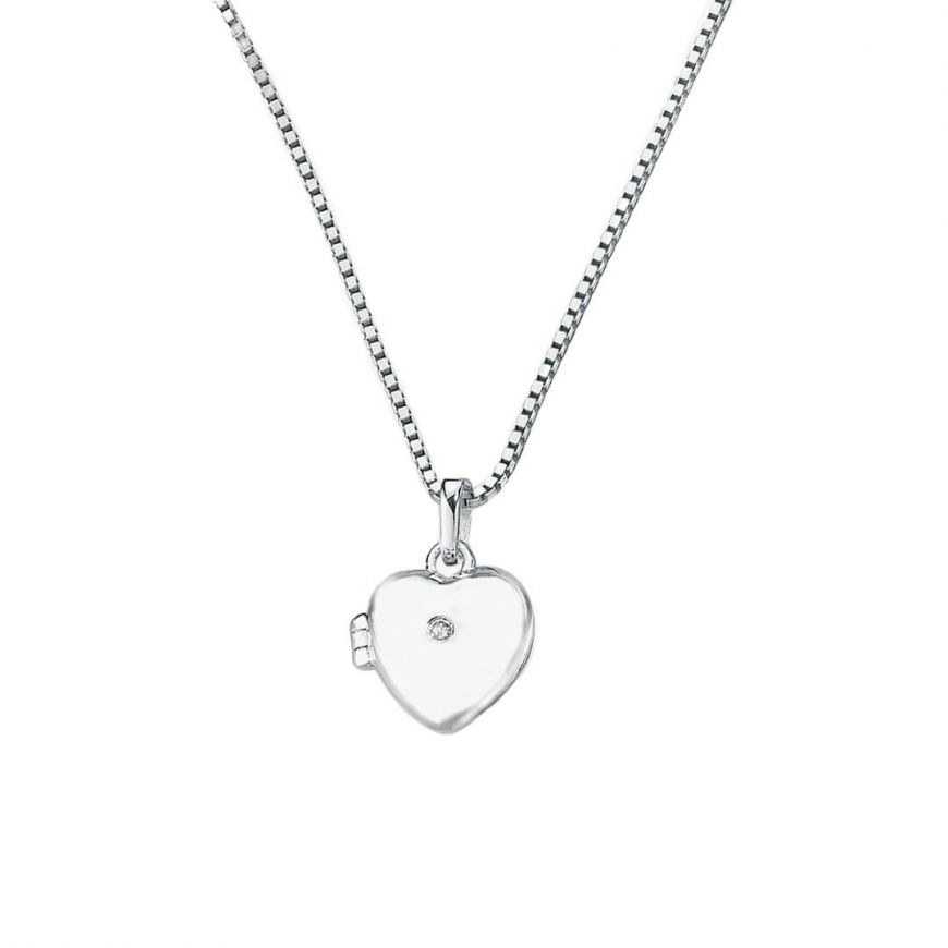 D For Diamond Silver And Diamond Heart Locket