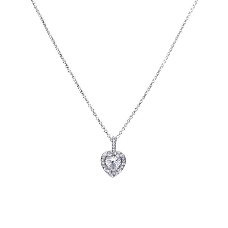 Diamonfire silver and cubic zirconia heart cluster pendant