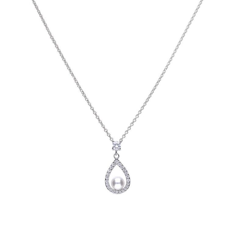 Diamonfire Silver, Pearl And Cubic Zirconia Teardrop Pendant