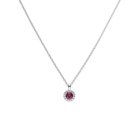 Diamonfire silver with red and white cubic zirconia round cluster pendant