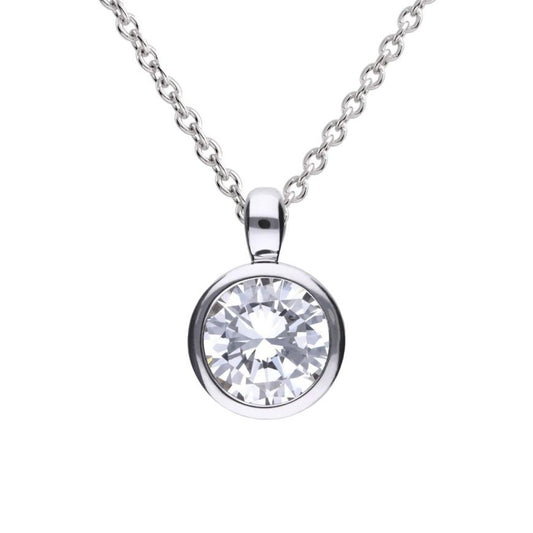 Diamonfire Silver And Cubic Zirconia Bezel Pendant 0.25ct