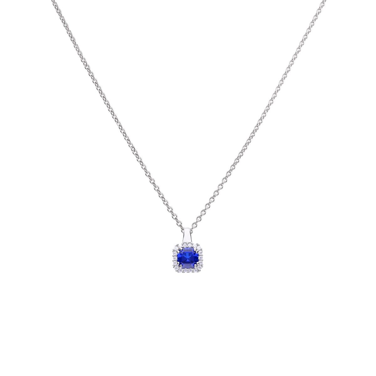 Diamonfire silver with blue and white cushioned cubic zirconia cluster pendant