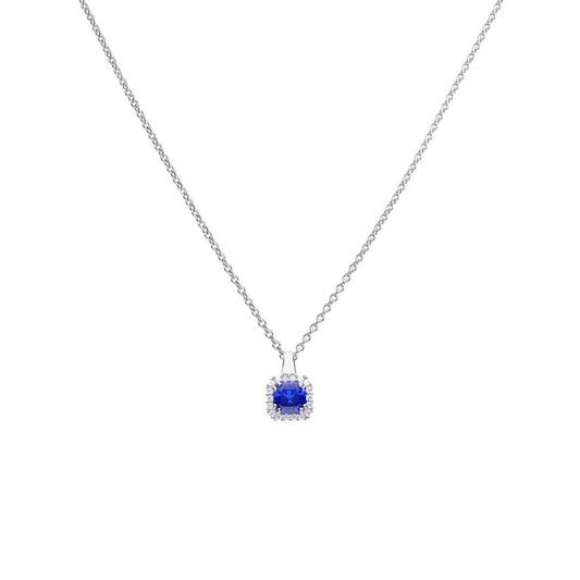 Diamonfire silver with blue and white cushioned cubic zirconia cluster pendant