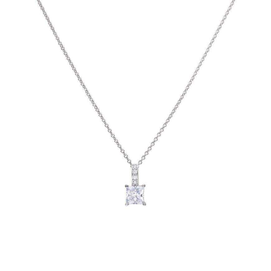 Diamonfire Silver And Cubic Zirconia Princess Cut Pendant