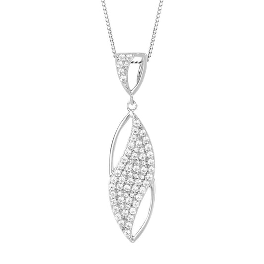 silver and cubic zirconia marquise long drop pendant