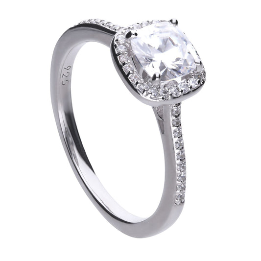 Diamonfire silver and cubic zirconia square halo ring