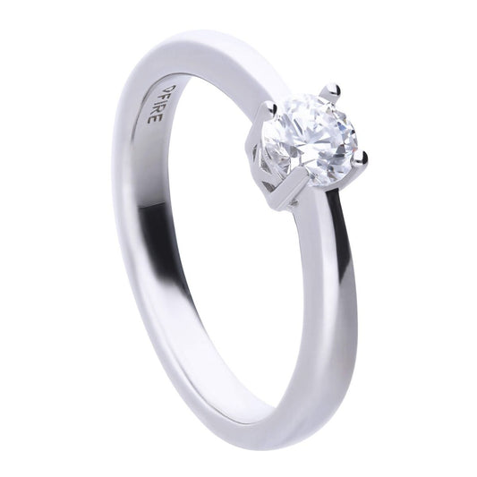 Diamonfire Silver And Cubic Zirconia Single Stone Ring 0.50ct