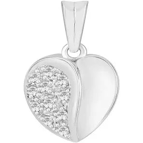 Silver Swarovski Crystal heart pendant necklace