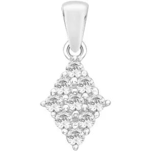 Silver Swarovski Crystal diamond shaped pendant